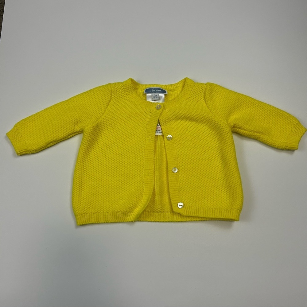 Jacadi Baby Yellow Knit Cardigan – Size 3M